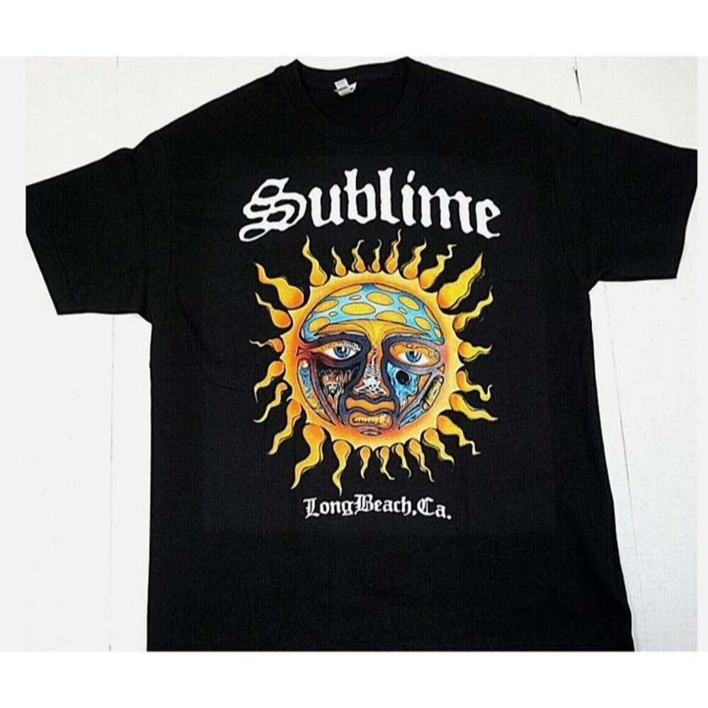 rare SUBLIME LBC Ska Punk Long Beach Cali Men's Black 100% Cotton New tee L